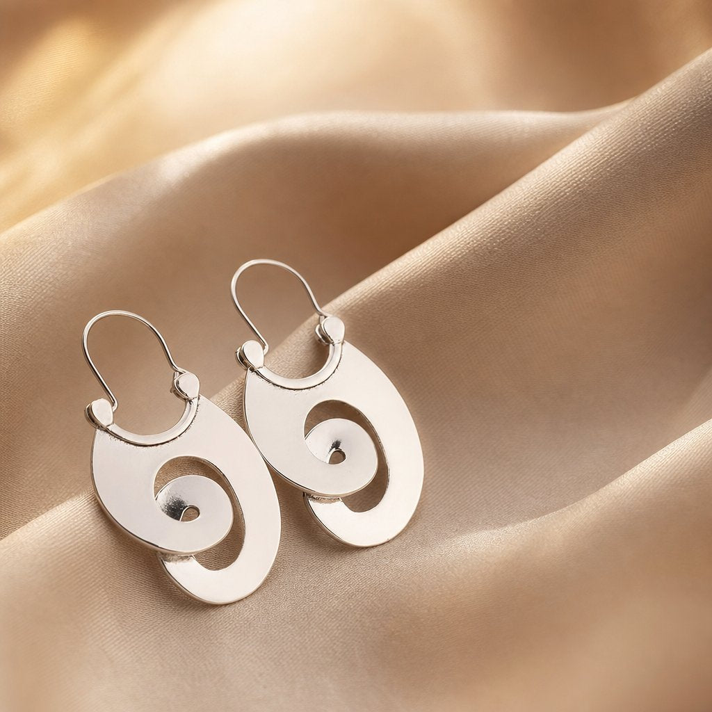 Bohemian Hammered Silver Alloy Earrings For Women Featuring Unique Symbol Design