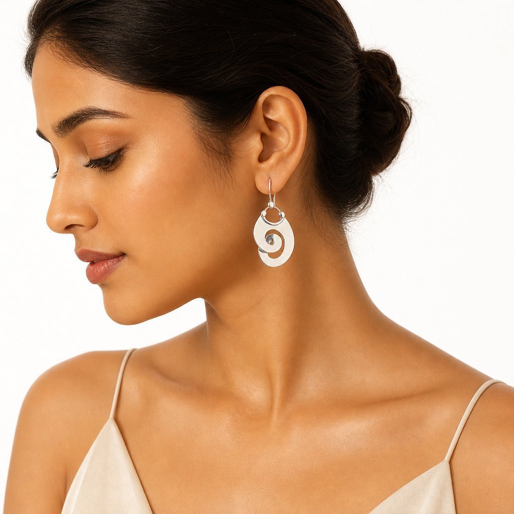 Bohemian Hammered Silver Alloy Earrings For Women Featuring Unique Symbol Design