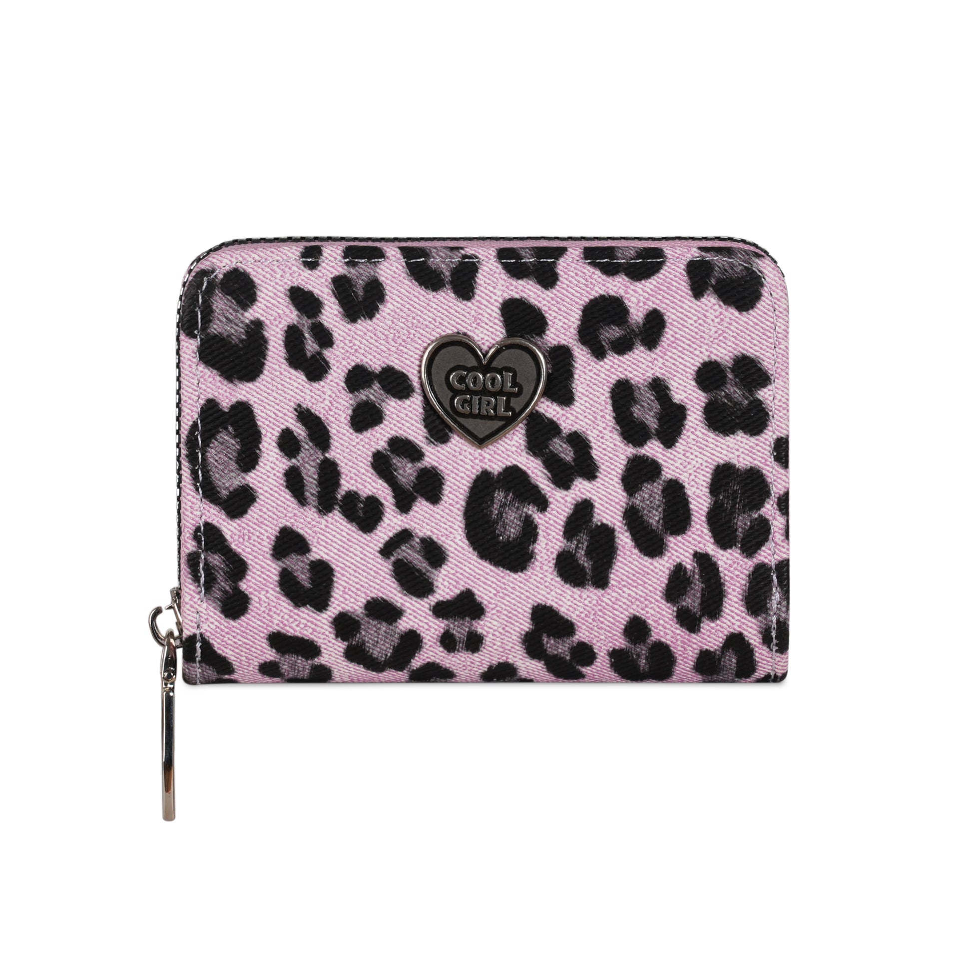 Leopard Print Women Card Holder With Metal Button, Lightweight PUR Wallet