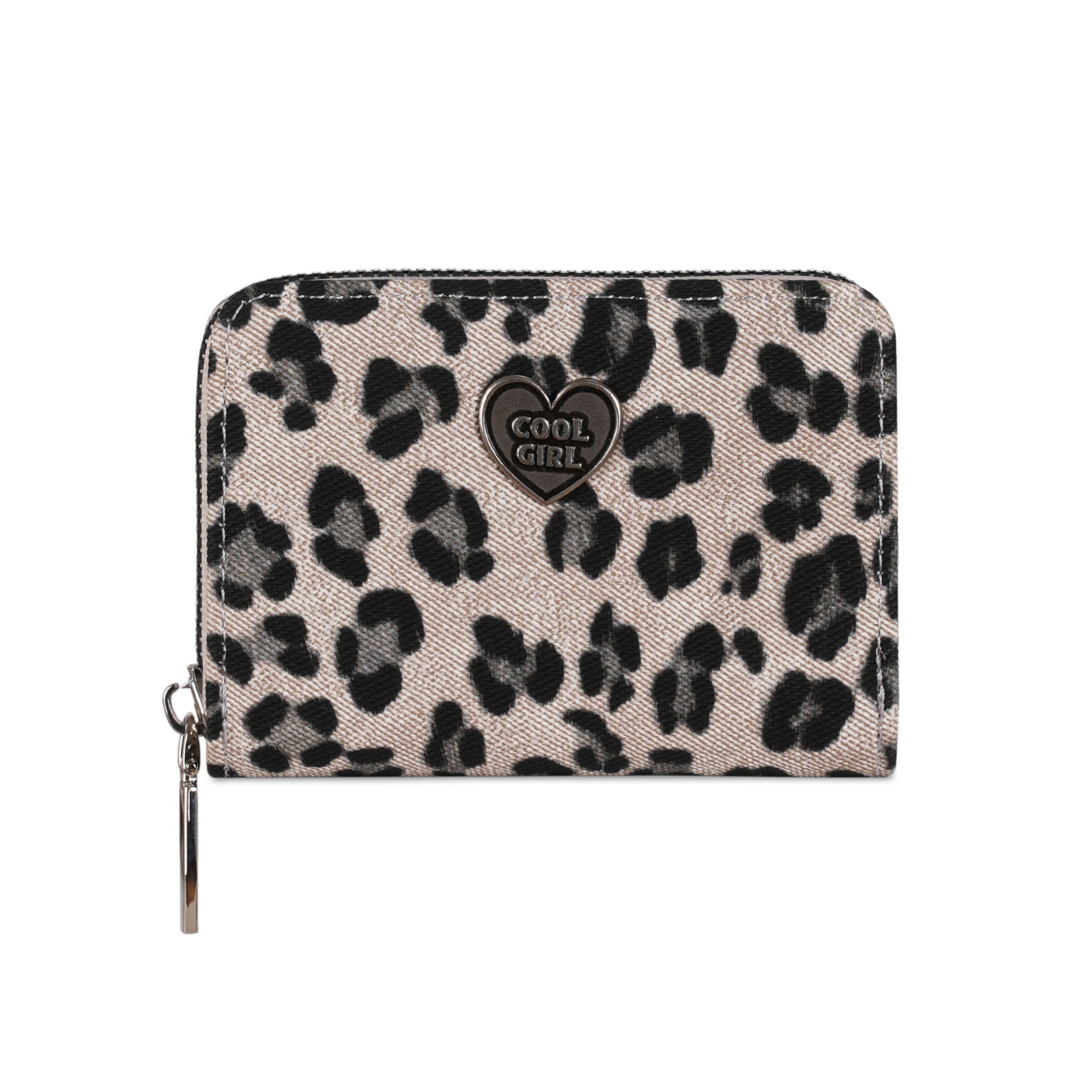 Leopard Print Women Card Holder With Metal Button, Lightweight PUR Wallet