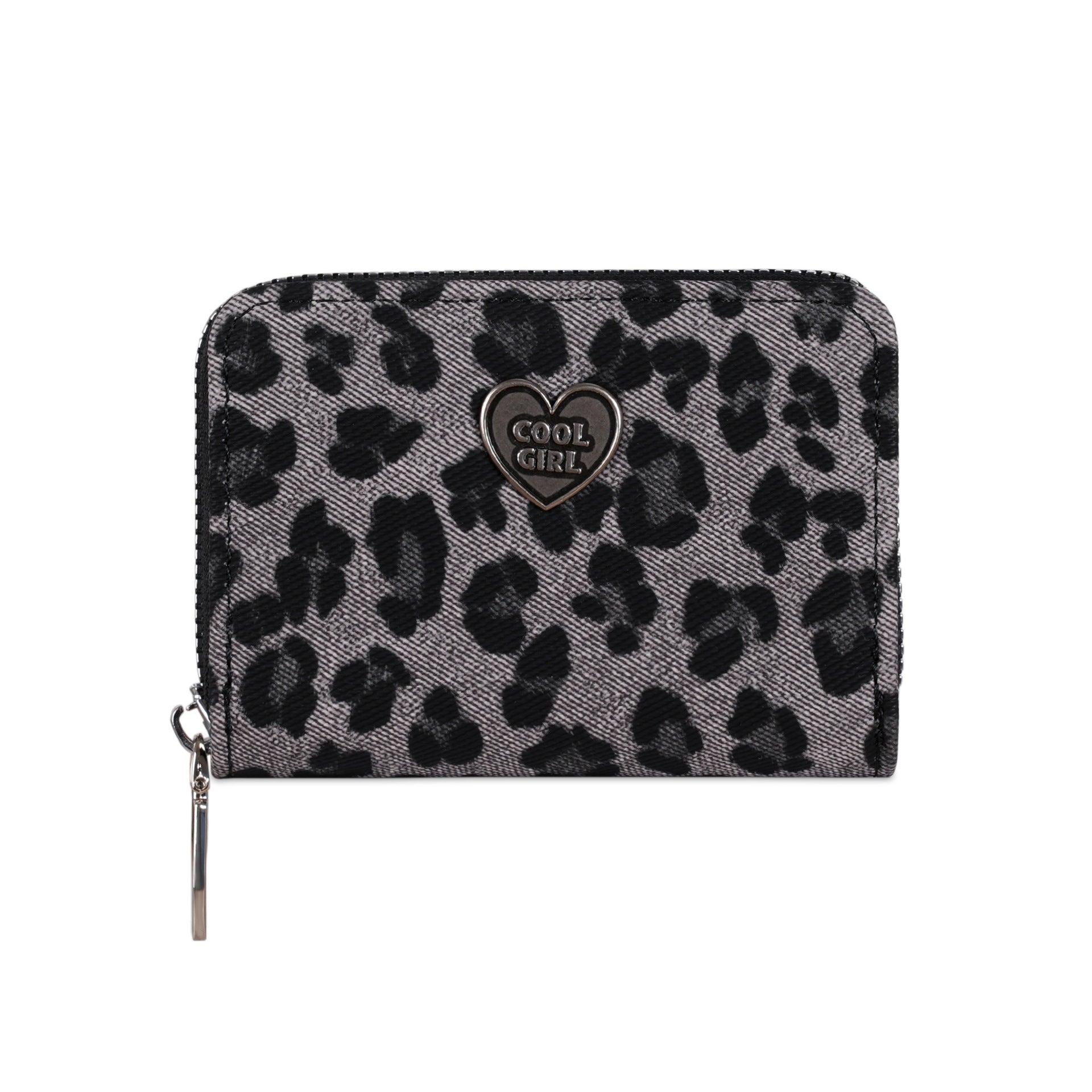 Leopard Print Women Card Holder With Metal Button, Lightweight PUR Wallet