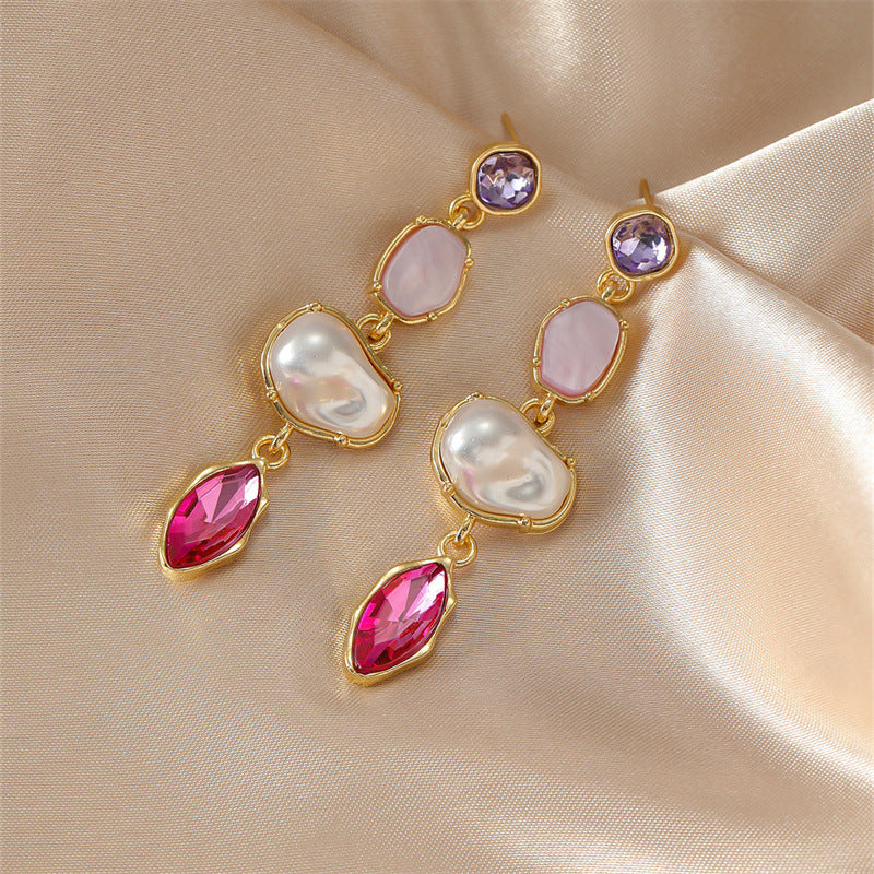 Geometric Dangling Earrings For Women In Gold, Made Of Zinc Alloy With Electroplated Finish And 304 Stainless Steel Ear Pins