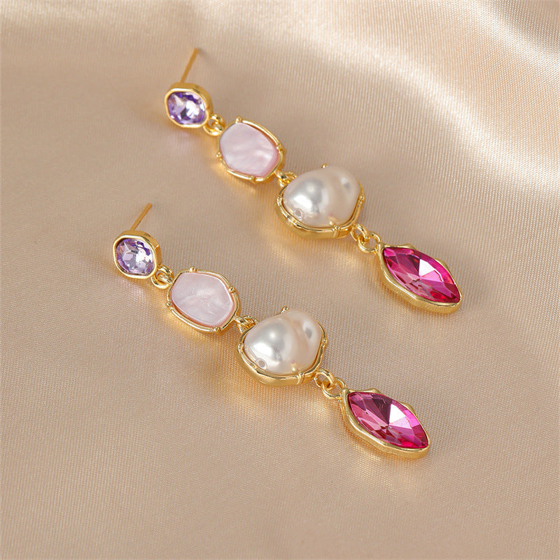 Geometric Dangling Earrings For Women In Gold, Made Of Zinc Alloy With Electroplated Finish And 304 Stainless Steel Ear Pins