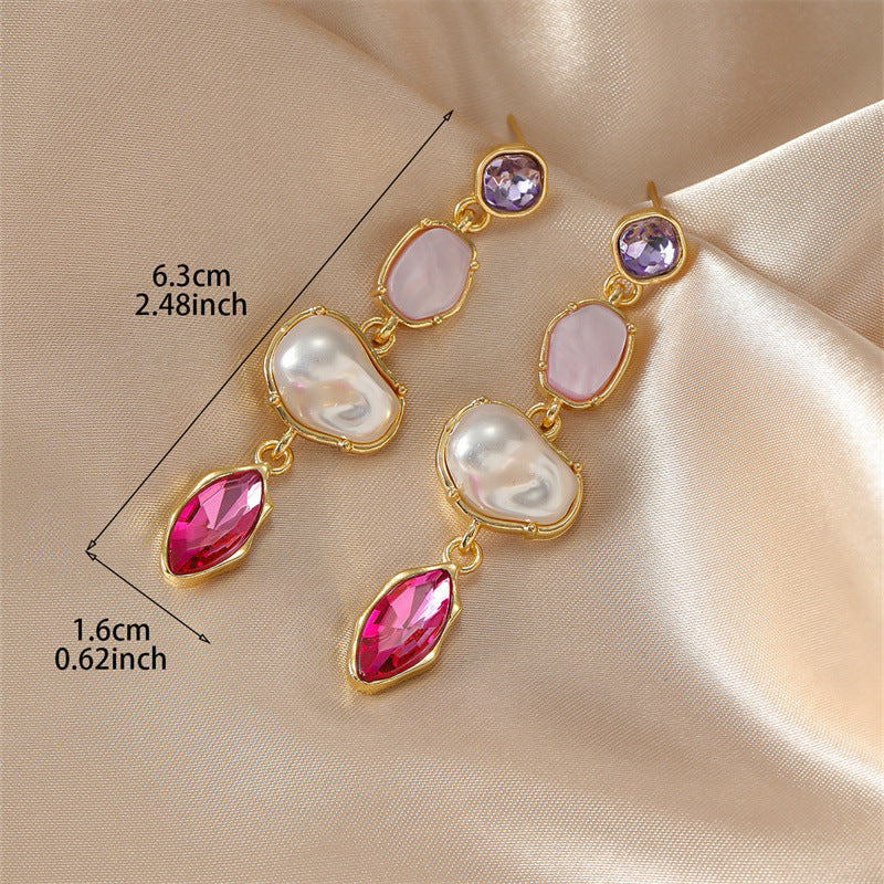 Geometric Dangling Earrings For Women In Gold, Made Of Zinc Alloy With Electroplated Finish And 304 Stainless Steel Ear Pins