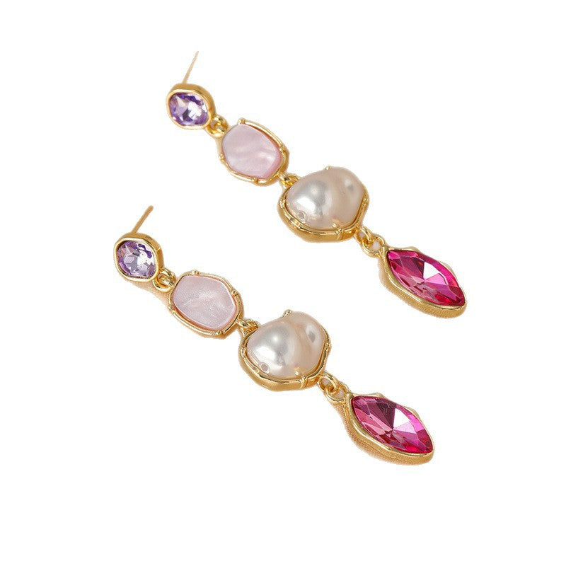 Geometric Dangling Earrings For Women In Gold, Made Of Zinc Alloy With Electroplated Finish And 304 Stainless Steel Ear Pins