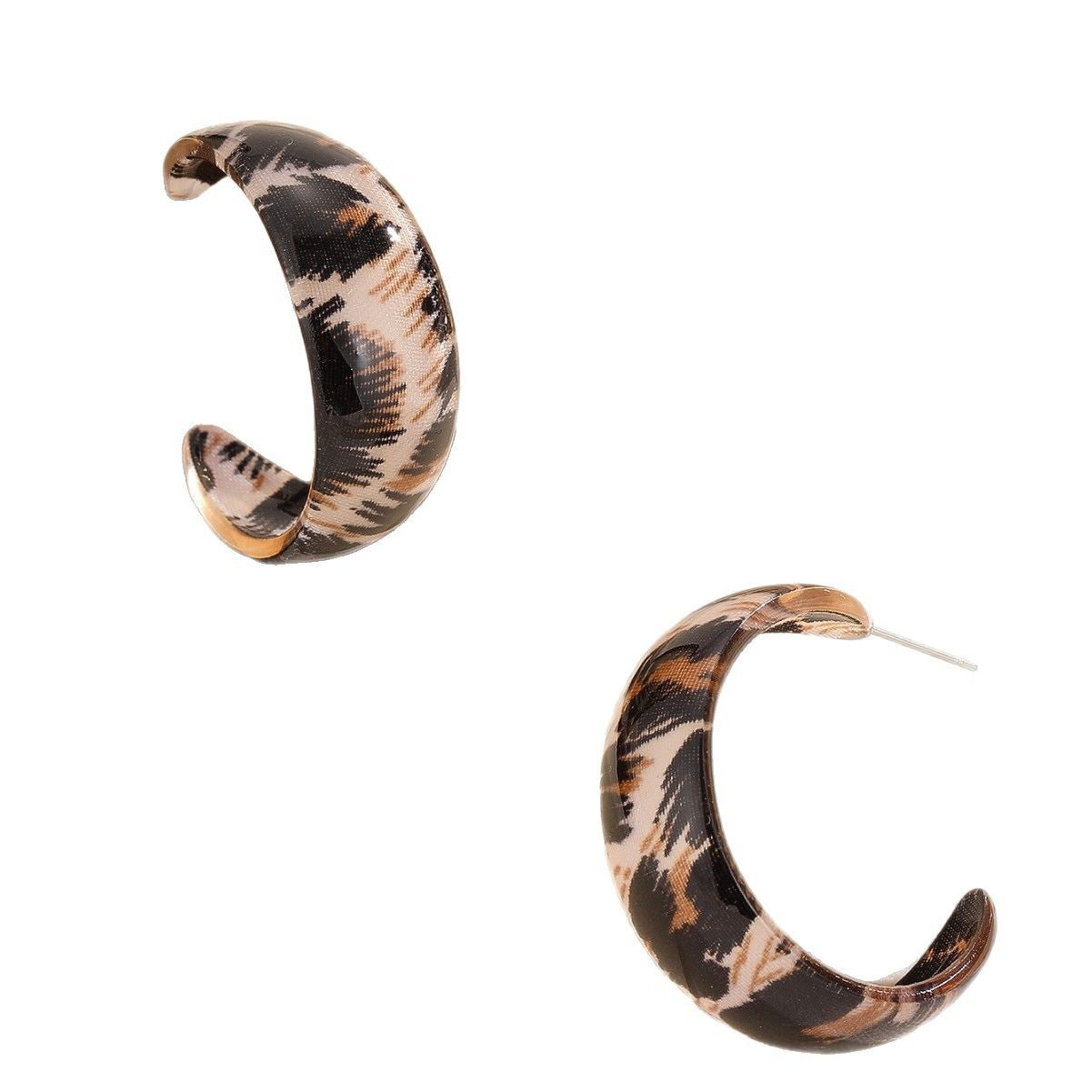 Leopard Print Maillard Style Earrings For Women With 304 Stainless Steel Ear Pins In Acrylic Material
