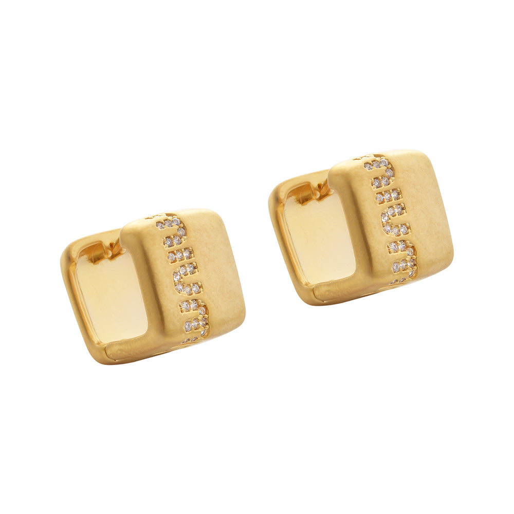 Gold Letter Earrings For Women Featuring Copper Ear Pins And Zircon Inlay Material