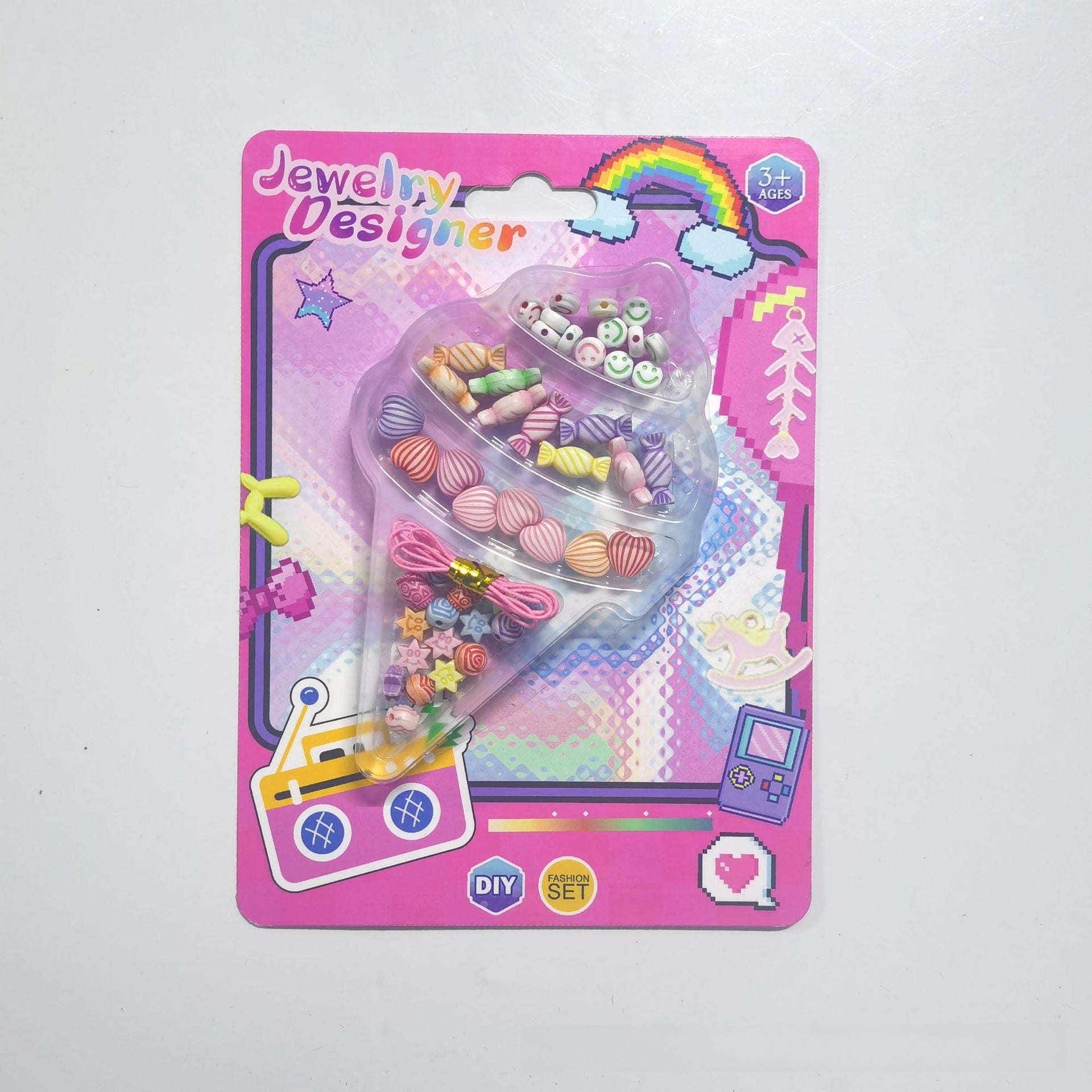 Learning Toys Camera For Toddler Girls, Handmade Plastic Bead And Threading Set, 1 Set
