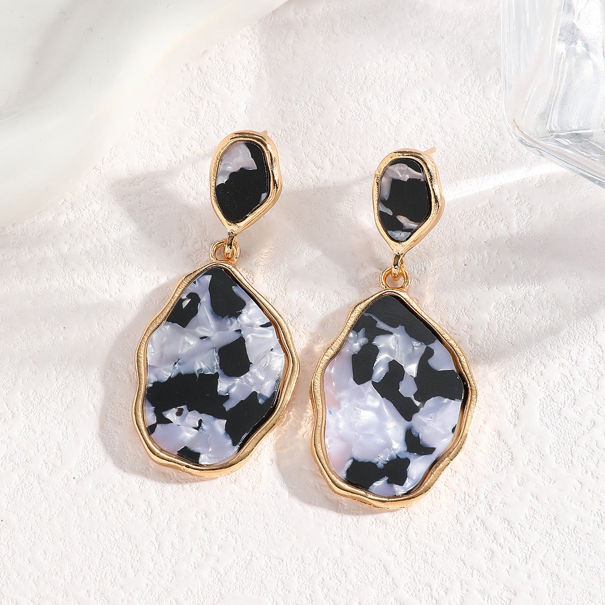 Geometric Earrings For Women In Grey Zinc Alloy Featuring Electroplated Finish With 304 Stainless Steel Ear Pins