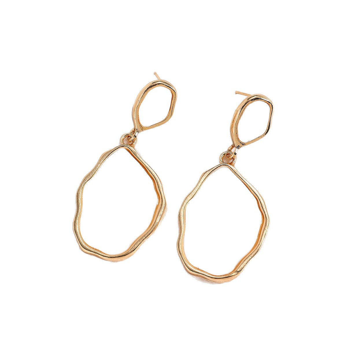 Geometric Earrings For Women In Grey Zinc Alloy Featuring Electroplated Finish With 304 Stainless Steel Ear Pins