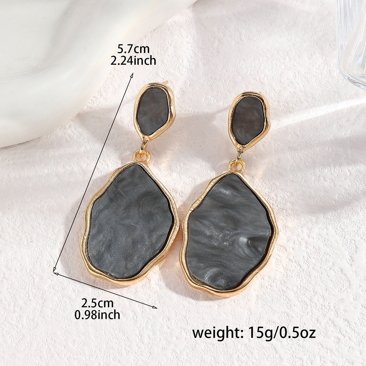Geometric Earrings For Women In Grey Zinc Alloy Featuring Electroplated Finish With 304 Stainless Steel Ear Pins