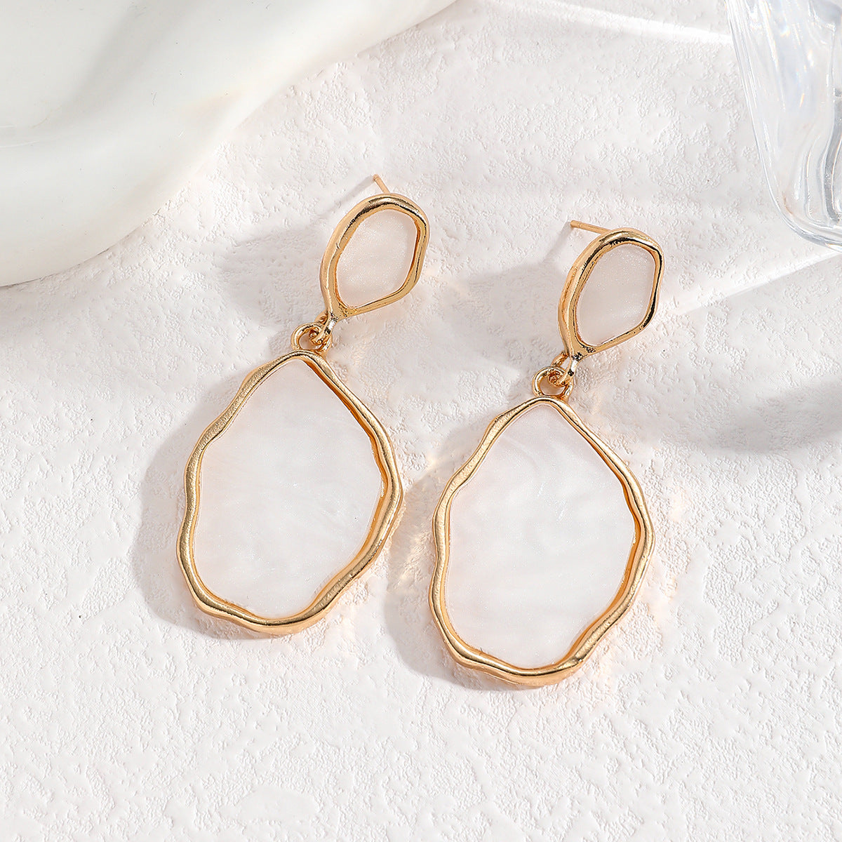 Geometric Earrings For Women In Grey Zinc Alloy Featuring Electroplated Finish With 304 Stainless Steel Ear Pins