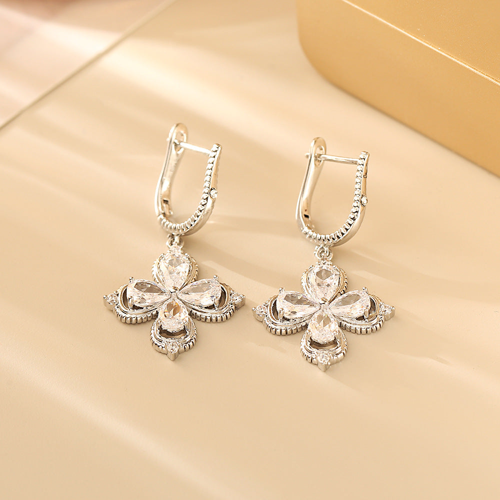 Lucky Heart Earrings For Women In Real Gold Plated Copper With Zircon Inlay