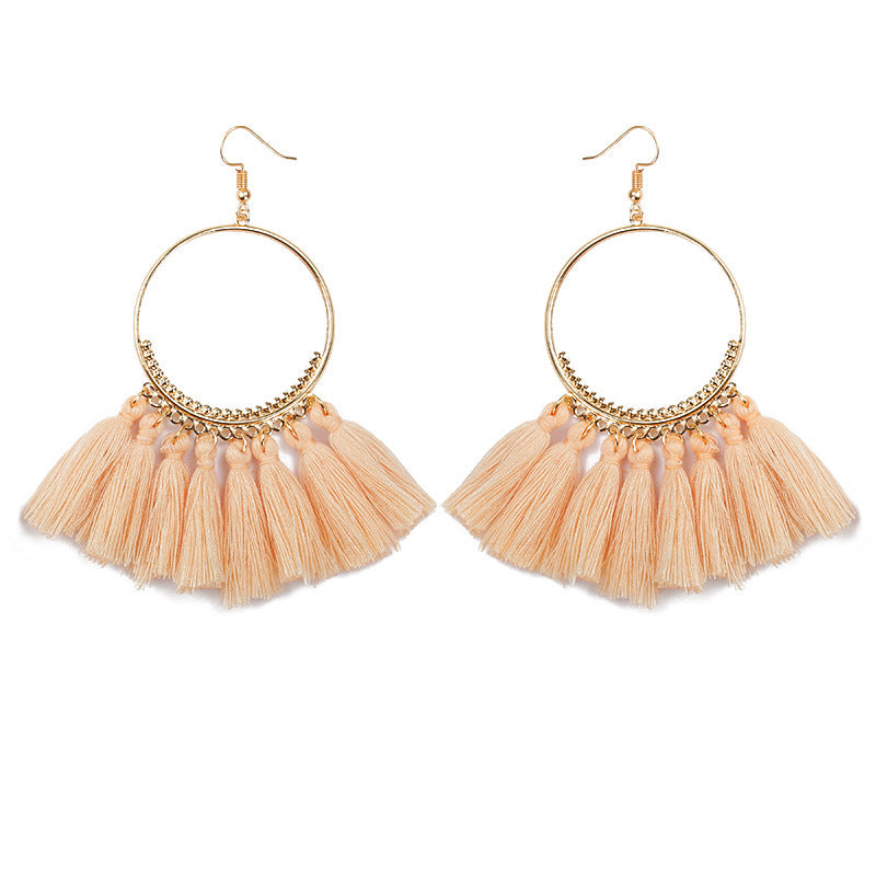 Bohemian Large Tassel Earrings In Lake Blue For Women, Alloy Craft With 304 Stainless Steel Ear Pins