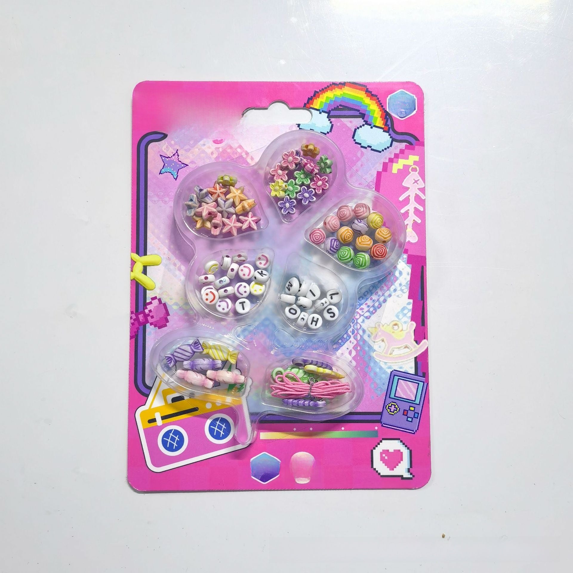 Learning Toys Camera For Toddler Girls, Handmade Plastic Bead And Threading Set, 1 Set