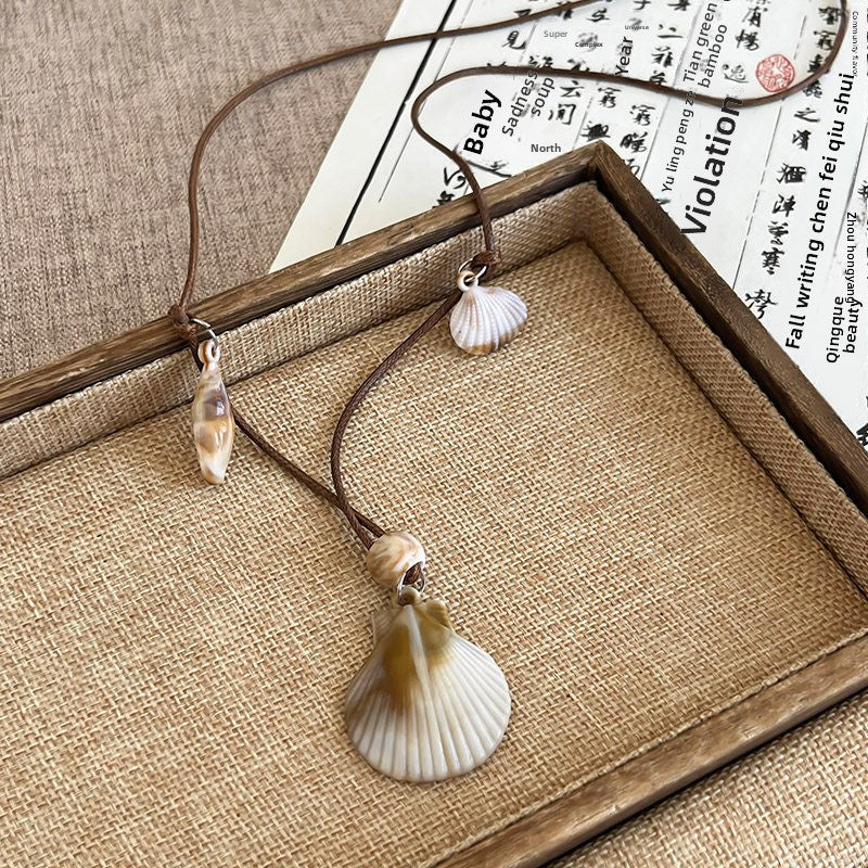 Ethnic Style Handmade Brown Cotton Braid Plant Sweater Chain Necklace For Unisex