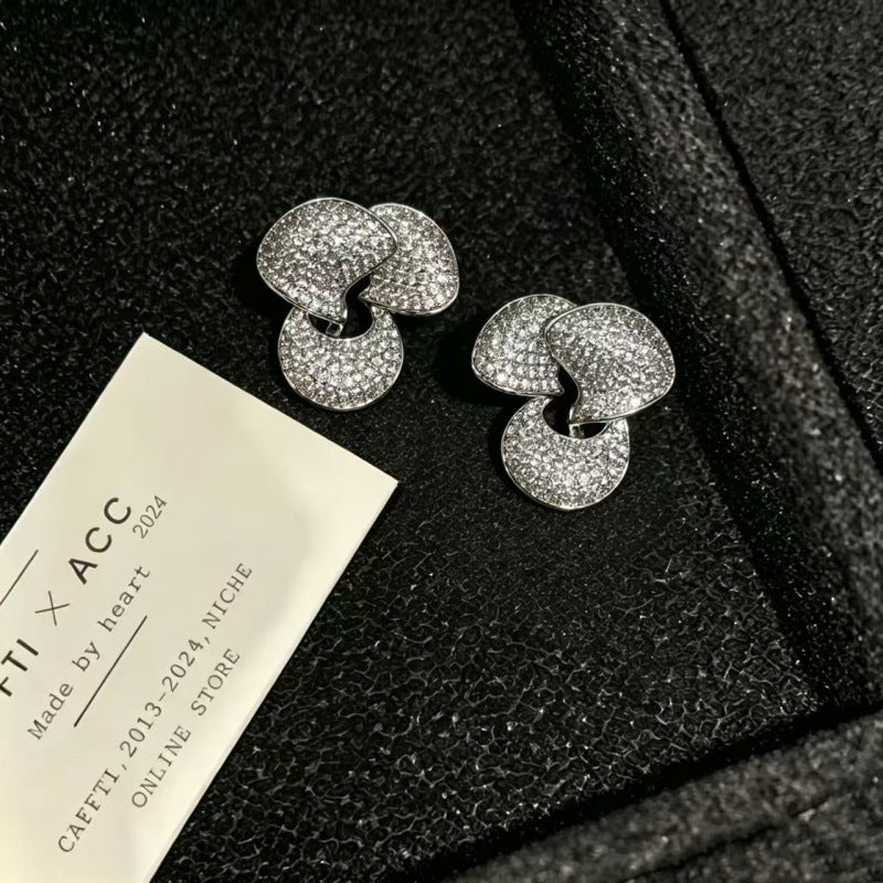 Elaborate Flowers Earrings For Women Featuring Zircon Inlay And 925 Sterling Silver Ear Pins With Copper Alloy Base In Silver