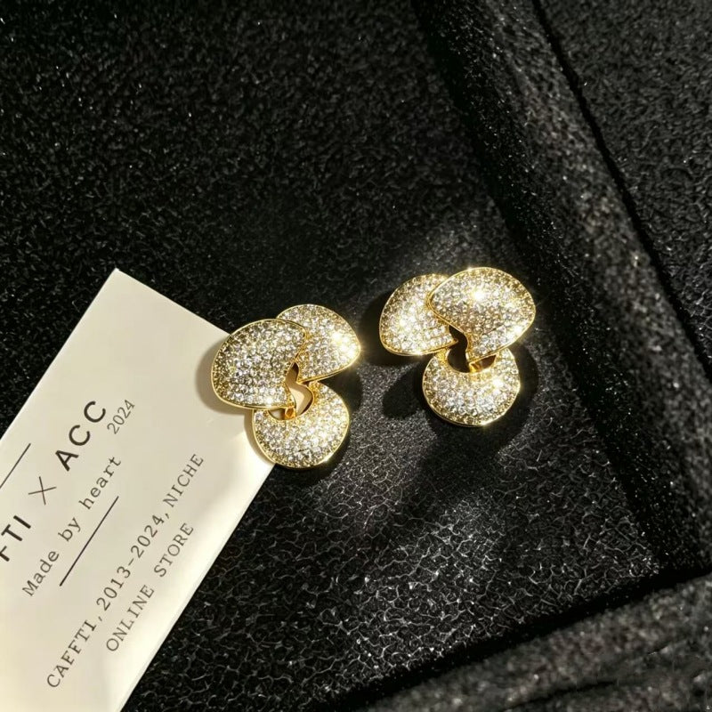 Elaborate Flowers Earrings For Women Featuring Zircon Inlay And 925 Sterling Silver Ear Pins With Copper Alloy Base In Silver