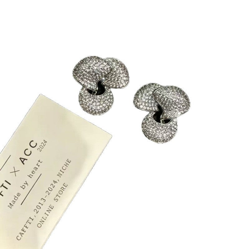 Elaborate Flowers Earrings For Women Featuring Zircon Inlay And 925 Sterling Silver Ear Pins With Copper Alloy Base In Silver