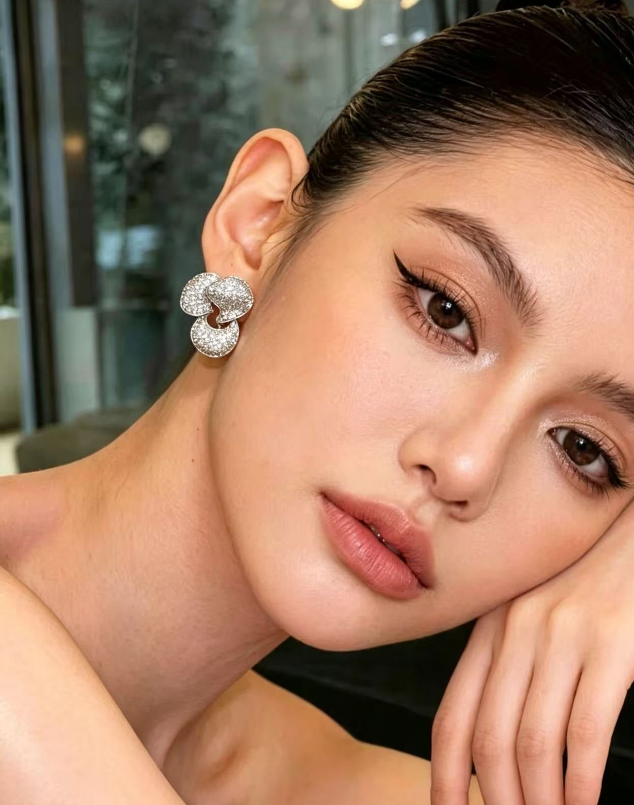 Elaborate Flowers Earrings For Women Featuring Zircon Inlay And 925 Sterling Silver Ear Pins With Copper Alloy Base In Silver