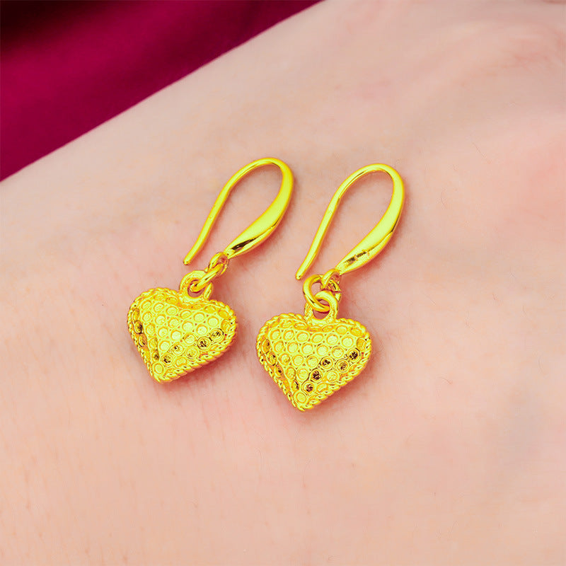 Heart Shape Earrings For Women In Gold Featuring Golden Plated Brass With Copper Ear Pins