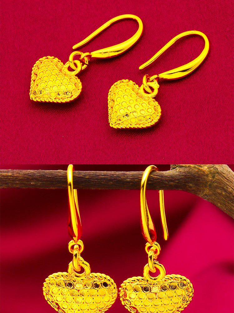 Heart Shape Earrings For Women In Gold Featuring Golden Plated Brass With Copper Ear Pins