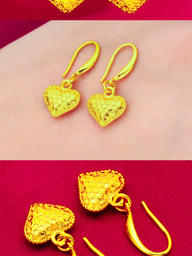 Heart Shape Earrings For Women In Gold Featuring Golden Plated Brass With Copper Ear Pins