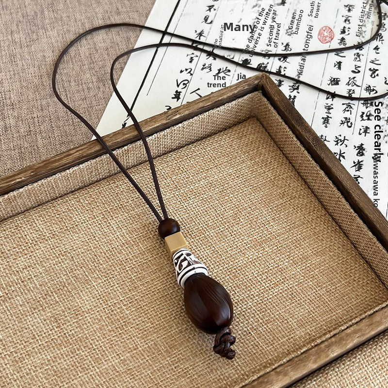 Ethnic Style Handmade Brown Cotton Braid Plant Sweater Chain Necklace For Unisex
