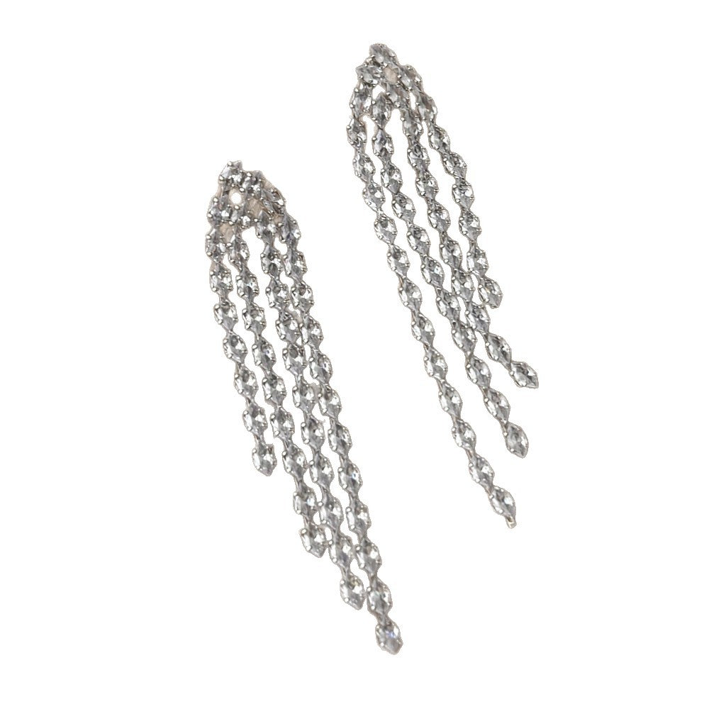Exaggerated Tassel Earrings For Women In Alloy With Zircon Inlay