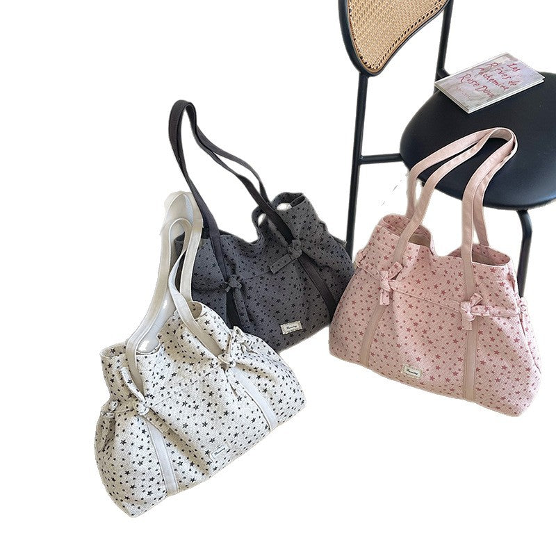 Ditsy Floral Canvas Dumpling Shape Shoulder Bag For Women With Single Shoulder Strap Featuring Flower Design