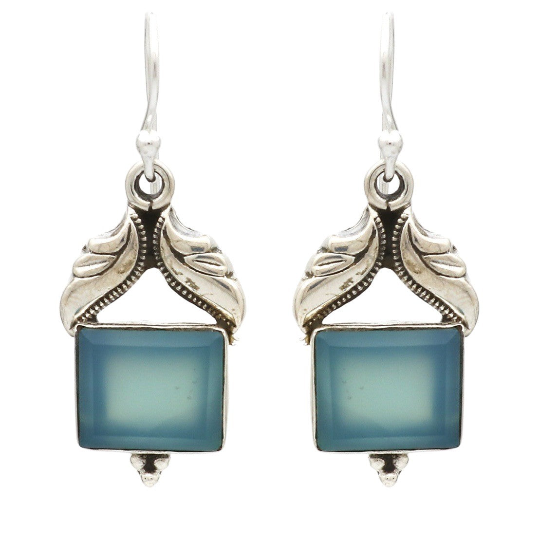 Bohemian Square Earrings For Women In Blue Alloy With Gem Inlay