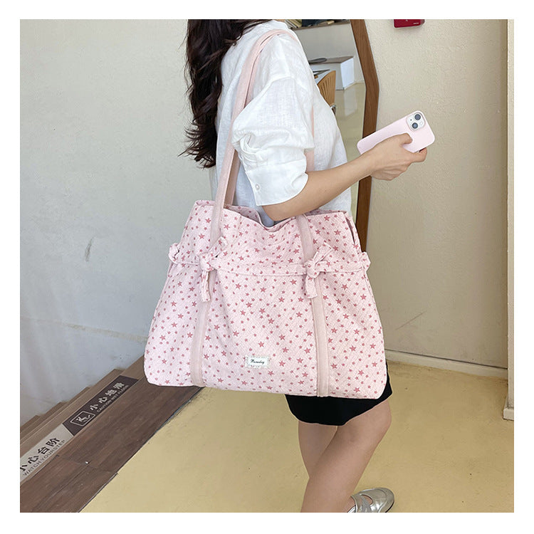 Ditsy Floral Canvas Dumpling Shape Shoulder Bag For Women With Single Shoulder Strap Featuring Flower Design
