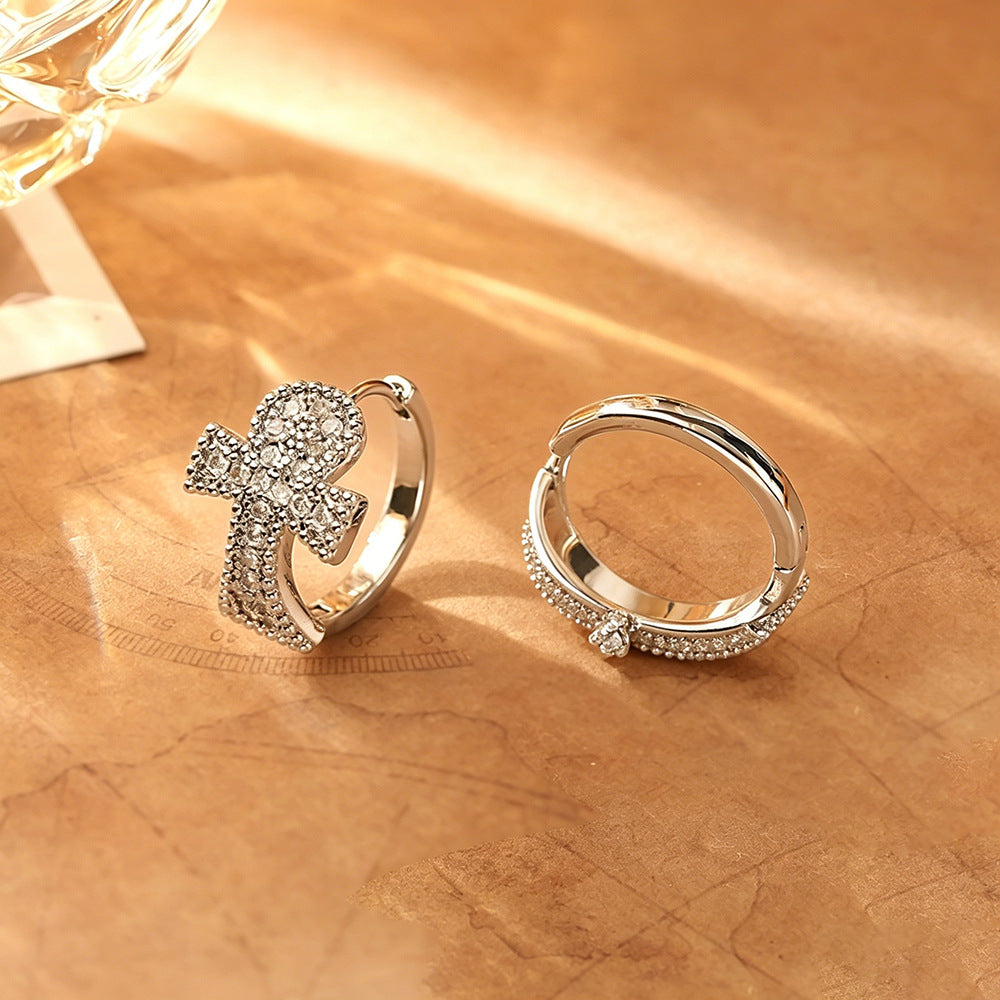 Cross Earrings For Women In Real Gold Plated Copper Featuring Zircon Inlay, Elegant Jewelry Accessory