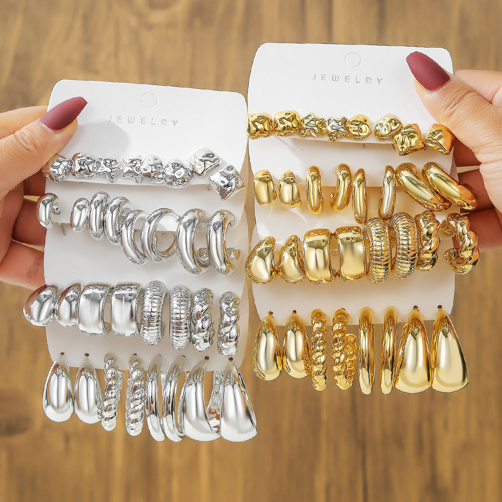 Exaggerated Asymmetrical Geometric Earrings In Electroplated CCB With 304 Stainless Steel Posts, Unisex Design