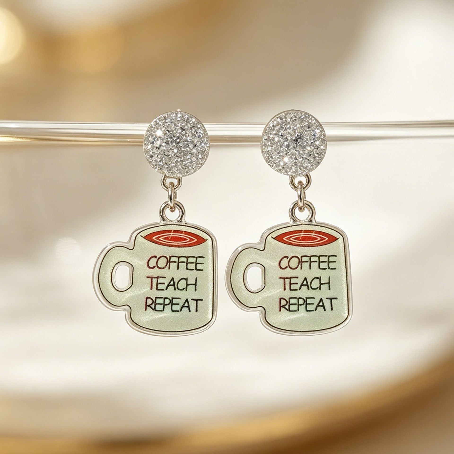 Cute Natural Pink Acrylic Cup Earrings For Women With 304 Stainless Steel Ear Pins