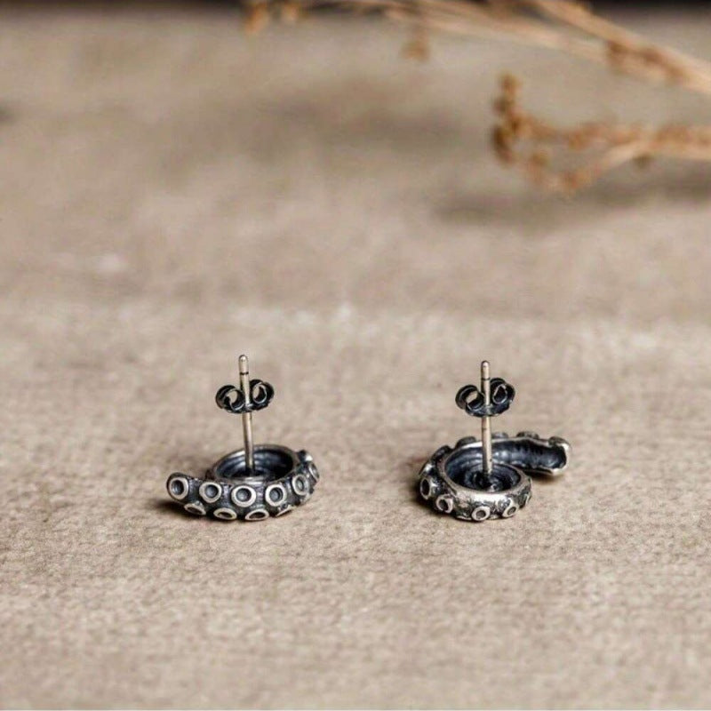 Octopus Earrings For Men Featuring Retro Style With 304 Stainless Steel Alloy Ear Pins