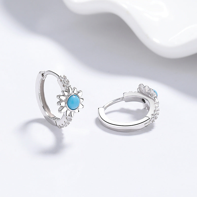 Gold Flowers Earrings For Women Featuring 925 Sterling Silver Ear Pins And Zircon Inlay