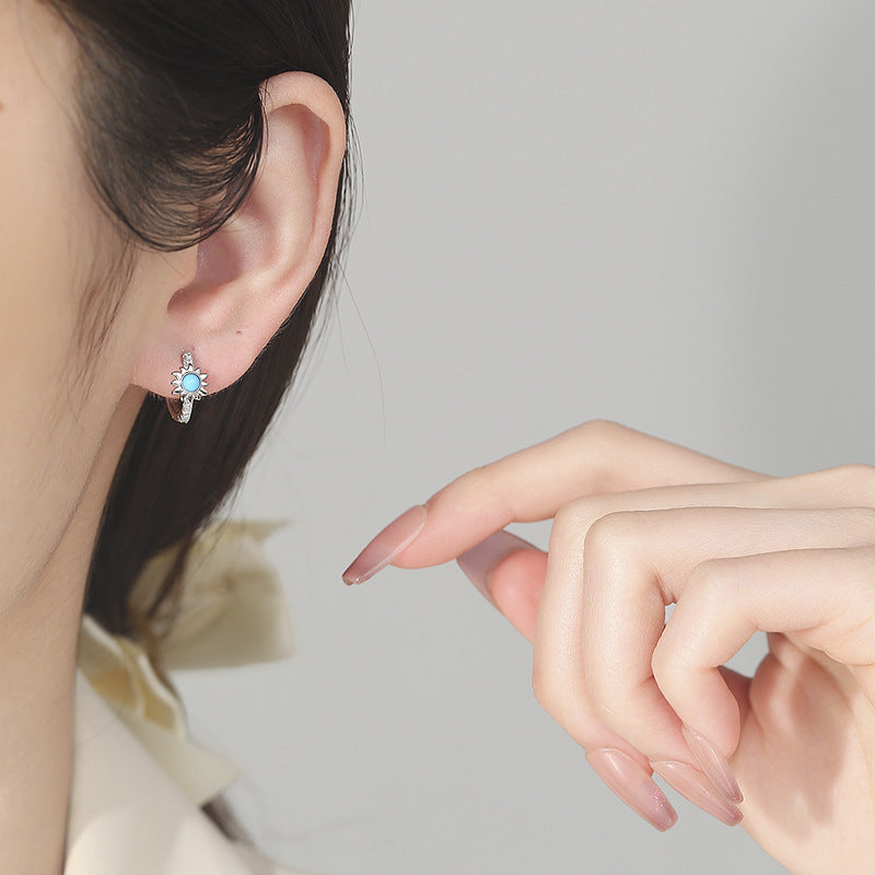 Gold Flowers Earrings For Women Featuring 925 Sterling Silver Ear Pins And Zircon Inlay