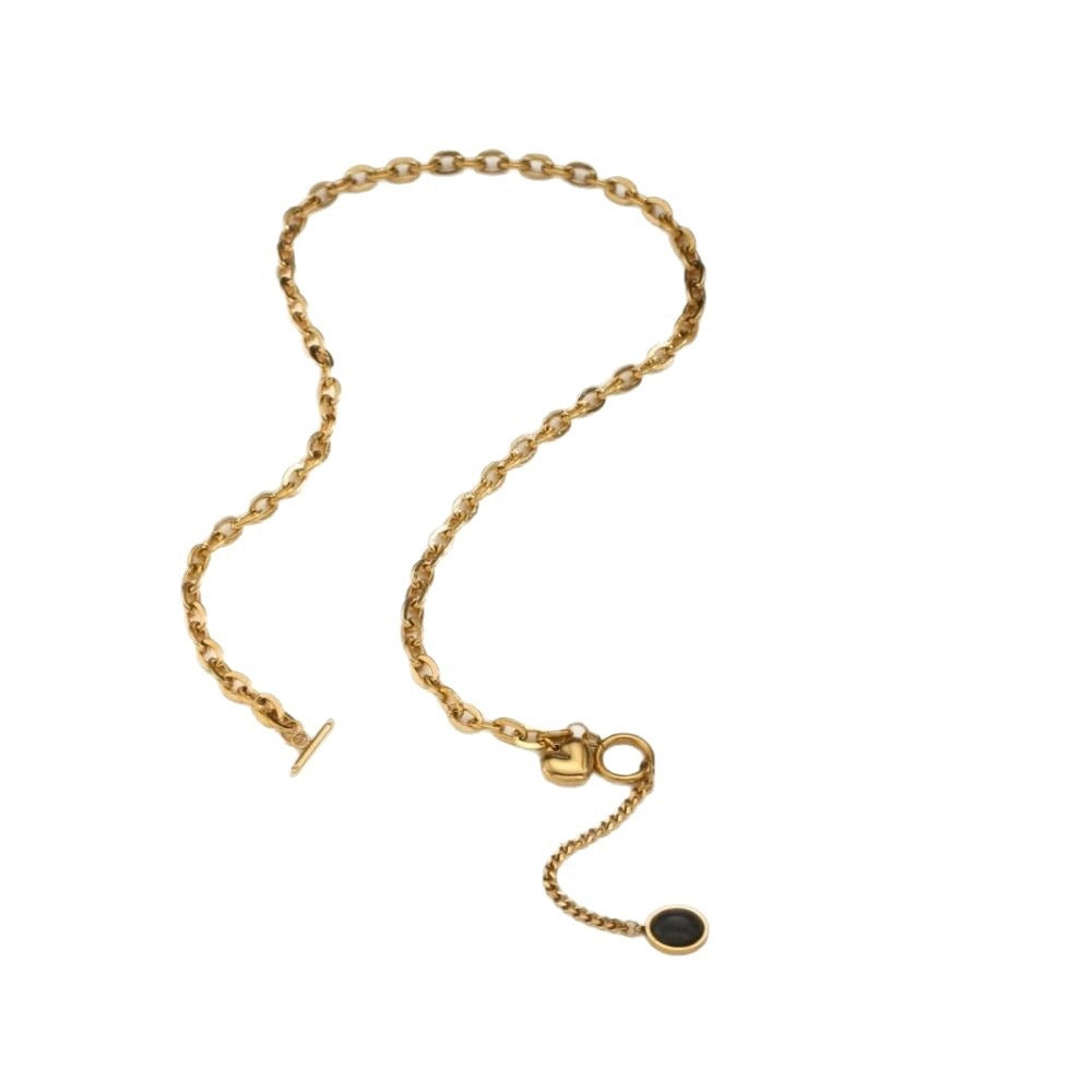 Heart Shape Tassel Choker Necklace For Women In Hip-Hop Style, Featuring 304 Stainless Steel With Titanium Steel Pendant And Gem Inlay