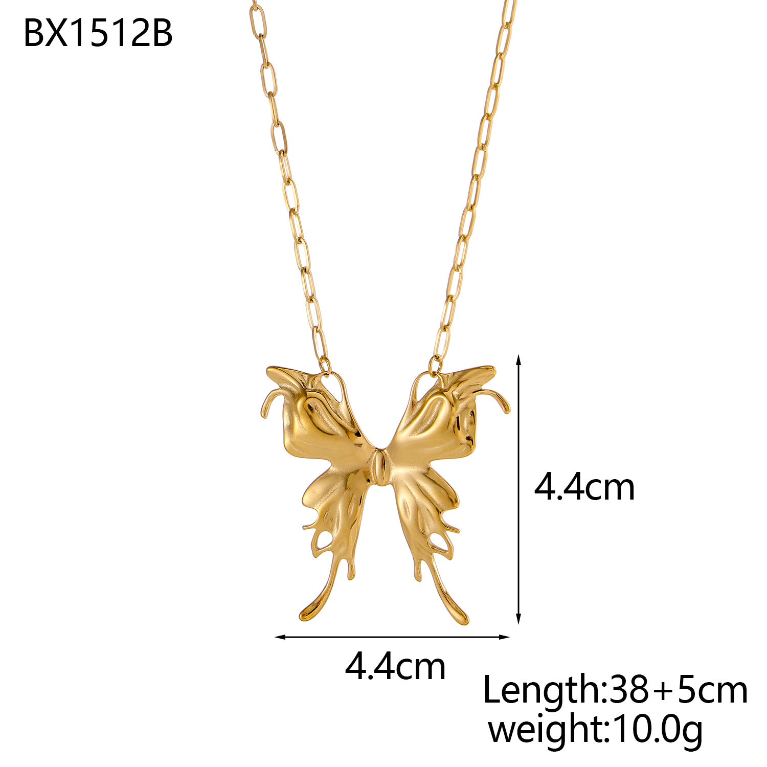 Butterfly Tassel Necklace For Women In Gold With Electroplated 304 Stainless Steel Cable Chain