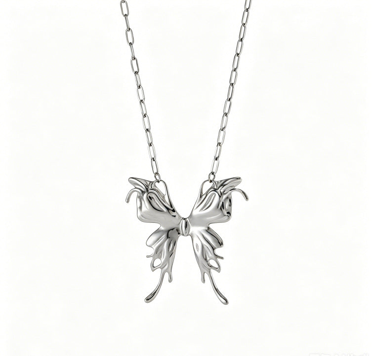 Butterfly Tassel Necklace For Women In Gold With Electroplated 304 Stainless Steel Cable Chain