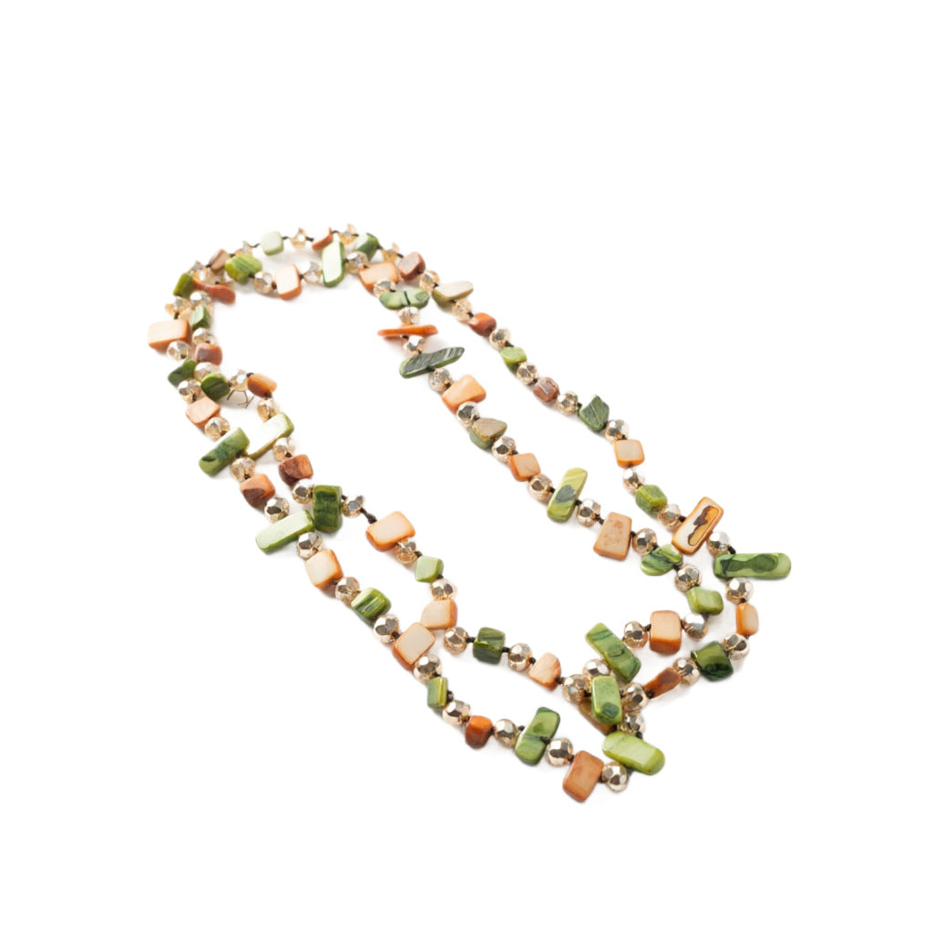 Bohemian Double Layer Shell Necklace For Women With Beaded Chain And Shell Inlay, Featuring Colourful Beading