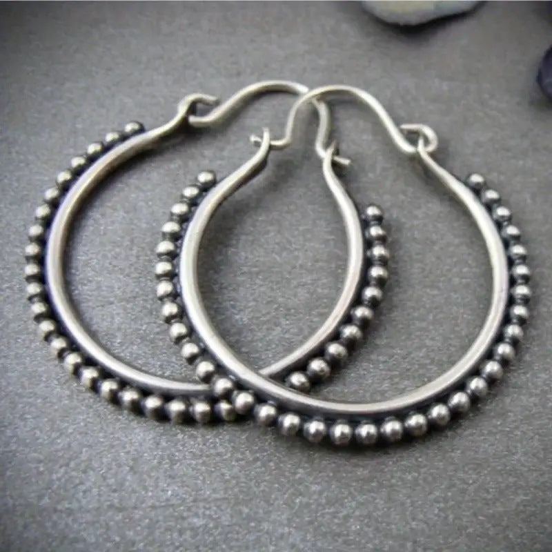 Geometric Hoop Earrings For Women In Silver Plated Alloy Featuring Zinc Alloy Ear Pins