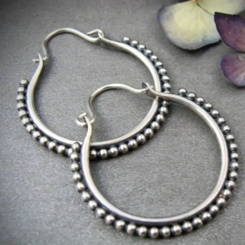 Geometric Hoop Earrings For Women In Silver Plated Alloy Featuring Zinc Alloy Ear Pins