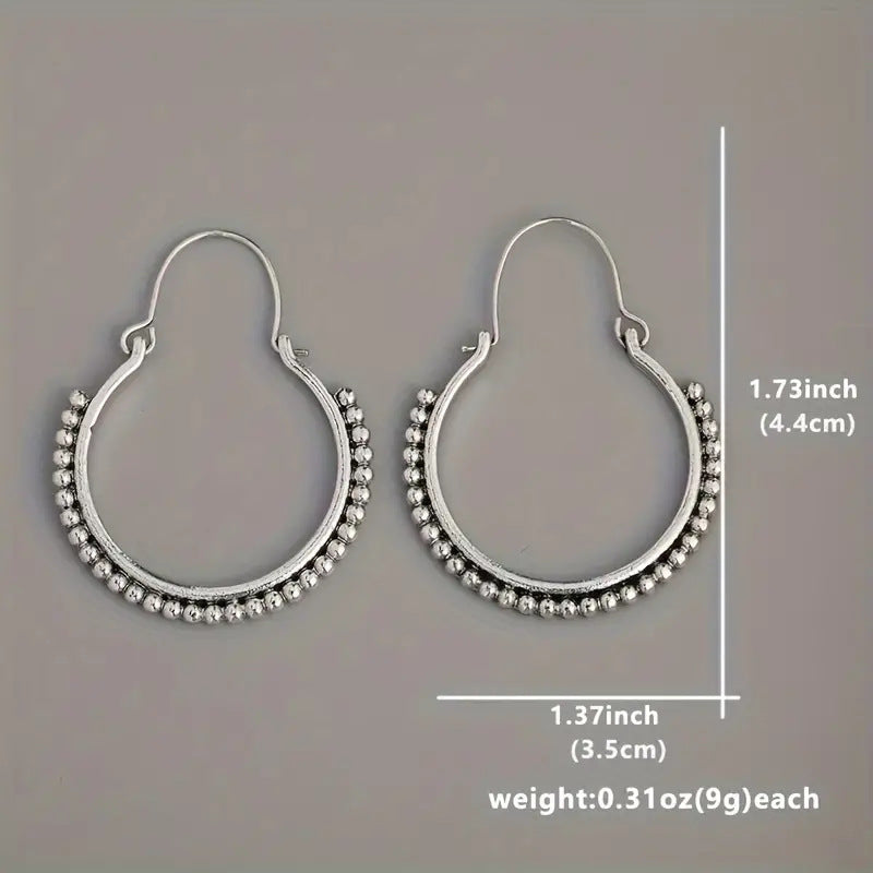 Geometric Hoop Earrings For Women In Silver Plated Alloy Featuring Zinc Alloy Ear Pins