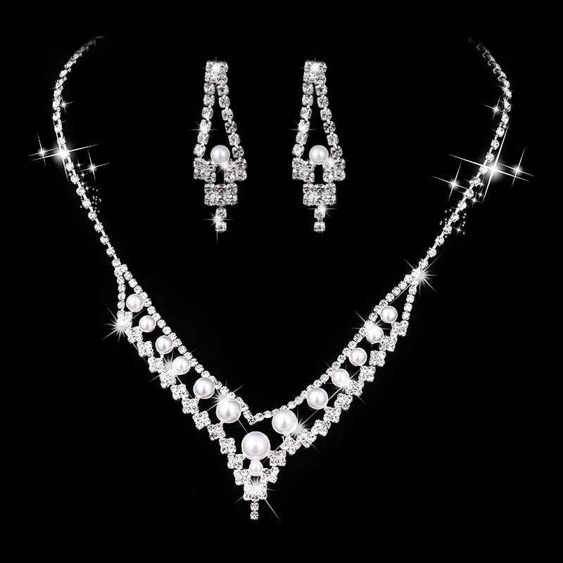 Elegant Cross Jewelry Set For Women In Electroplated Copper With Rhinestone Inlay
