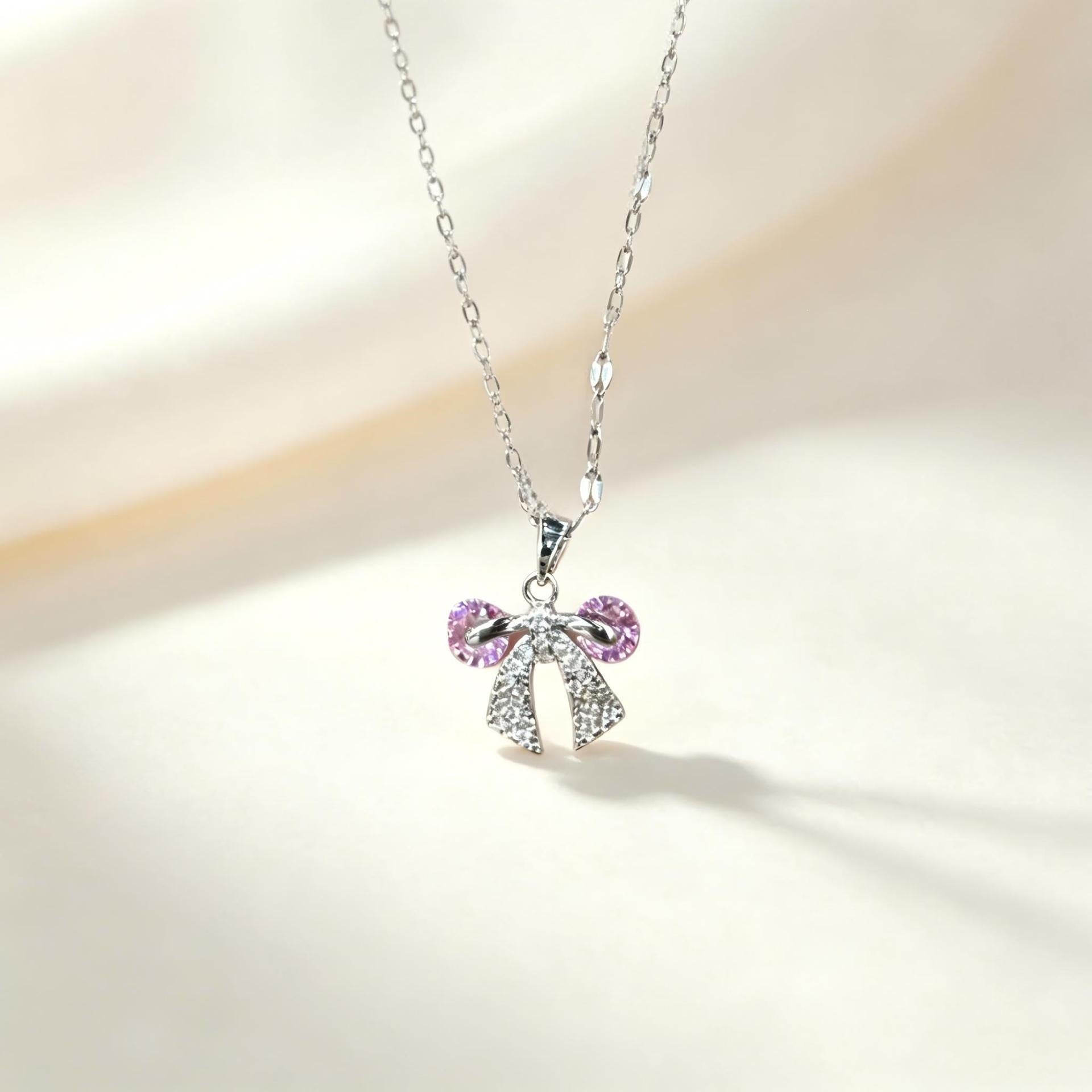 Butterfly Tassel Necklace For Women In Real Gold Plated Titanium Steel With Zircon Inlay