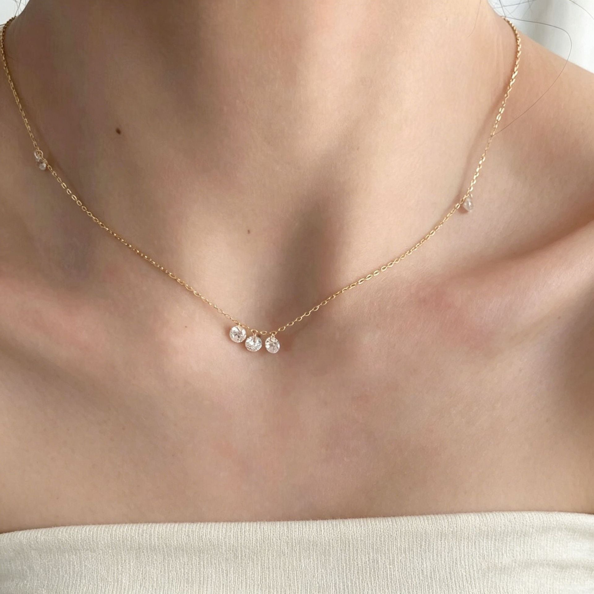 Mermaid Tassel Necklace For Women In Gold, Featuring Titanium Steel Pendant With Rhinestone Inlay