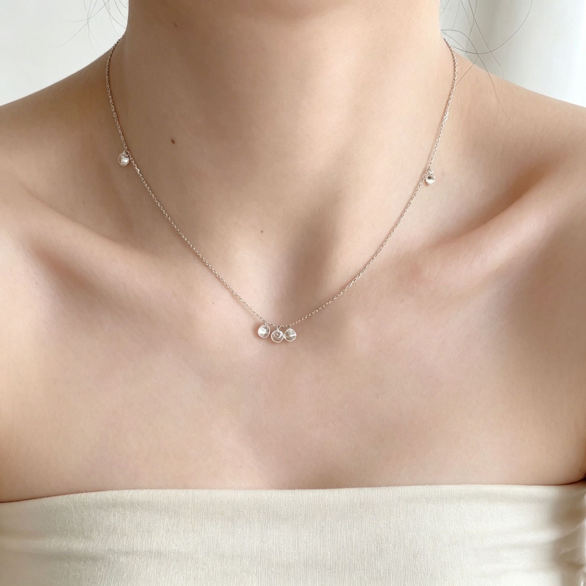 Mermaid Tassel Necklace For Women In Gold, Featuring Titanium Steel Pendant With Rhinestone Inlay