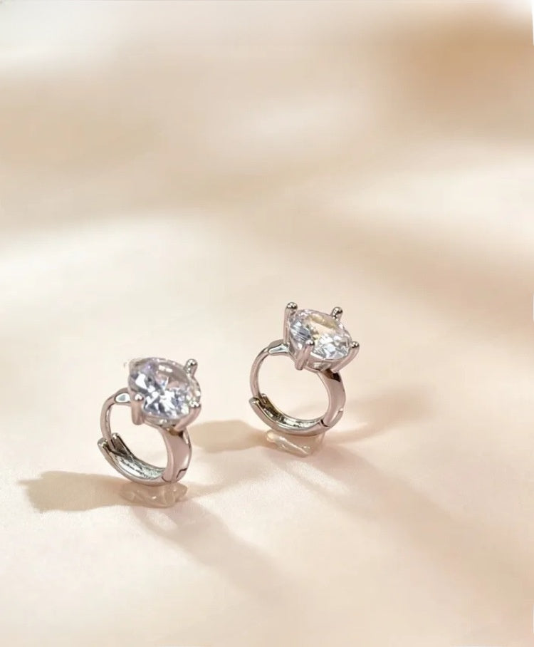 Geometric Earrings For Women In Real Gold Plated Copper With Claw Setting And Zircon Inlay